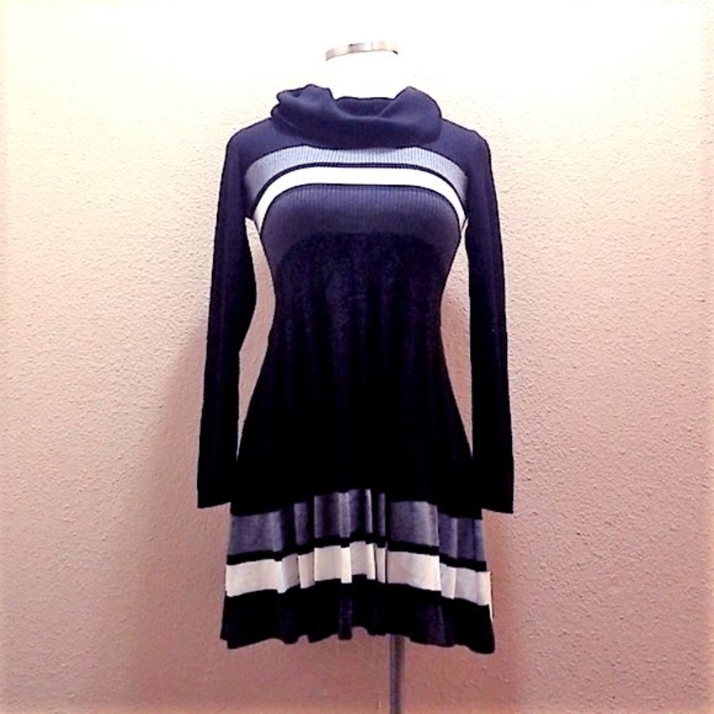 Calvin Klein Long Sleeve Color Block Sweater Dress